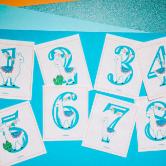 Llama Number Flash Cards