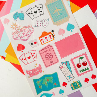Vegas Pastel Fussy Cuts | Printable Sticker Sheet for Travel Journals & Scrapbooking | Instant Download